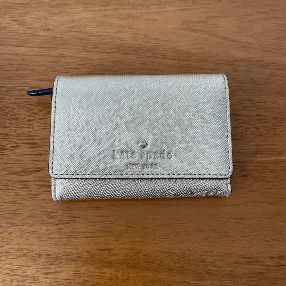 Kate Spade Mini Champagne Gold Trifold Wallet